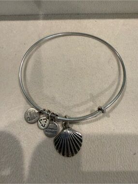 Alex and Ani Silver Shell Charm Bangle Bracelet